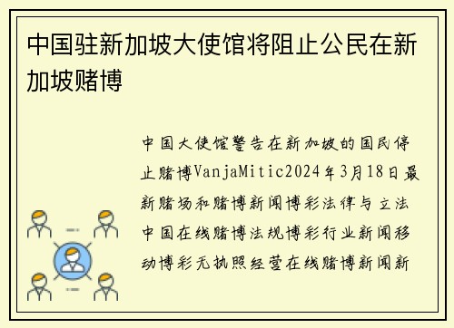 中国驻新加坡大使馆将阻止公民在新加坡赌博